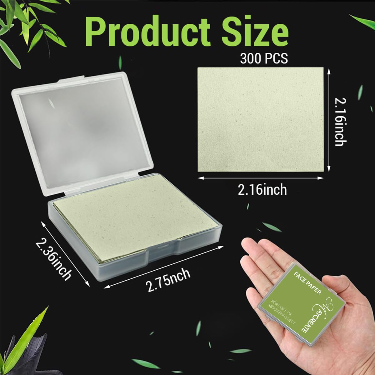MAYCREATE 300Pcs Face Oil Blotting Paper Natural Green Tea Carbon Linen Oil-absorbing Sheets for Oily Skin, Portable Oil Absorbing Sheets for Men and Women MAYCREATE 300Pcs Face Oil Blotting Paper Natural Green Tea Carbon Linen Oil-absorbing Sheets for Oily Skin, Portable Oil Absorbing Sheets for Men and Women